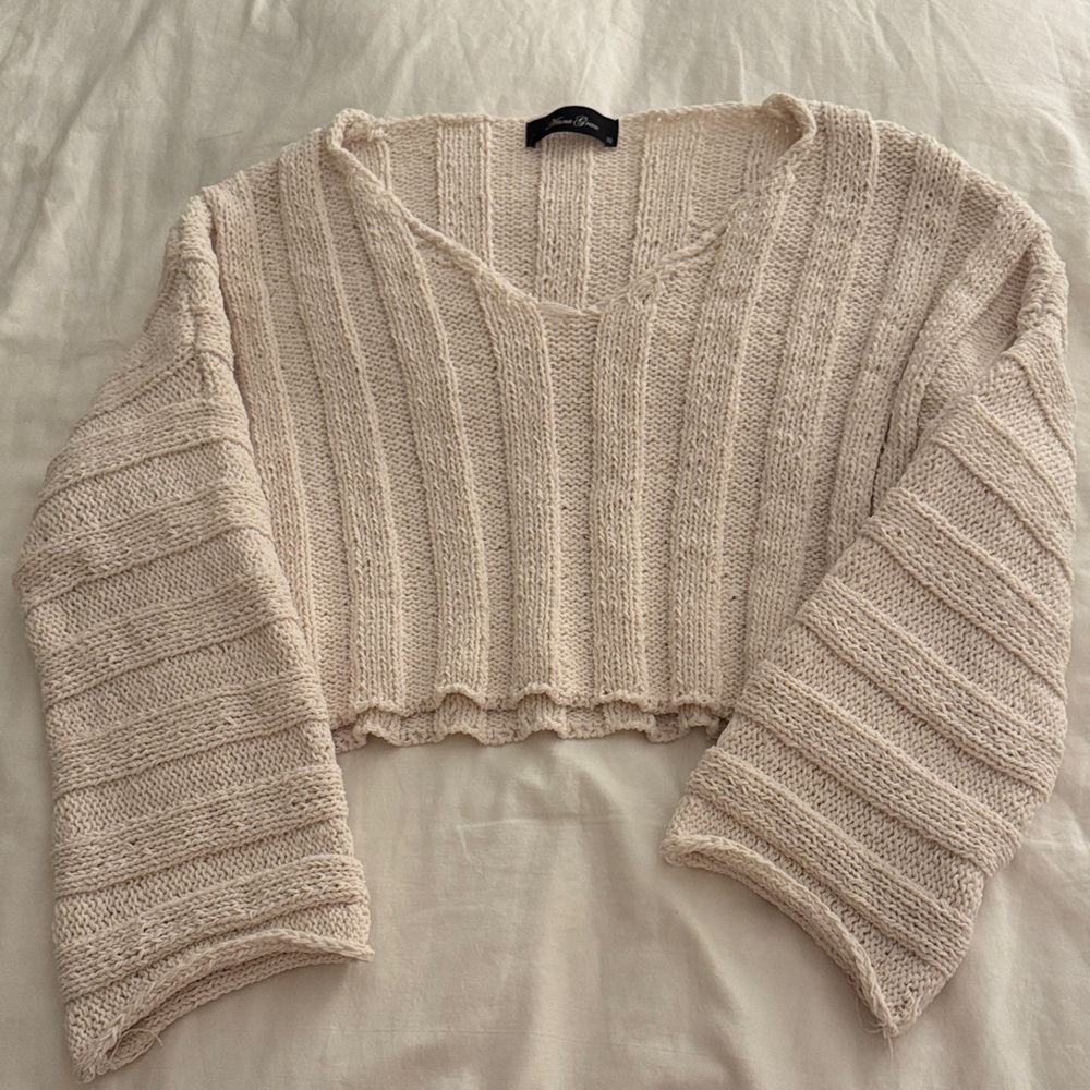 Anna Grace Cream V-Neck Sweater